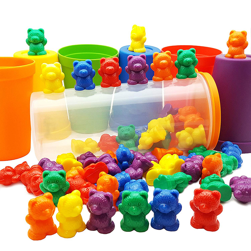 Bear Counting Math Manipulatives Plastic Action Figure Toy Set for Kids Learning Educational Toy