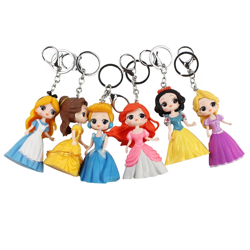 China Manufacturer PVC Miniature Anime Action Figure Cartoon Character Princess Action Figure Keychain for Girl