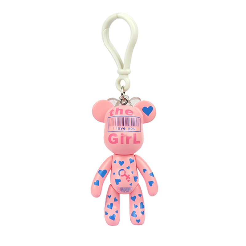 Cartoon Shaped Bear Animals Model Toys PVC Keyring Action Figure Bag Keychain for Girls