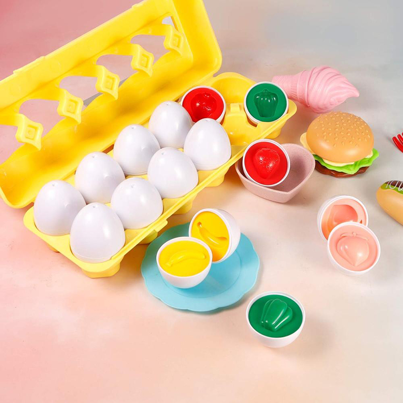 Color Fruit Vegetables Matching Egg Toddler Toy Educational Color Shape Recognition Skills Learning Toy - Easter Eggs for Kids